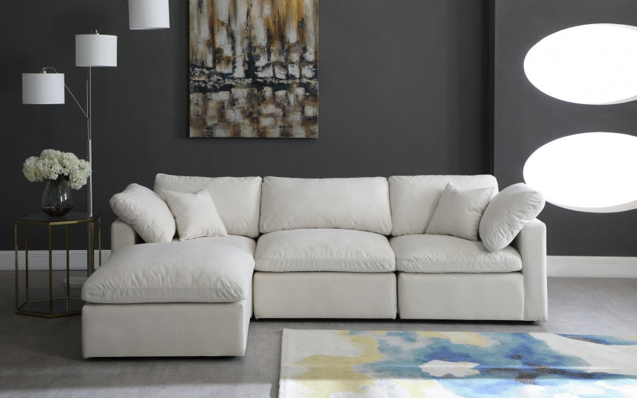 Sectionnel réversible rembourré en duvet modulaire standard en velours pelucheux confortable comme un nuage
