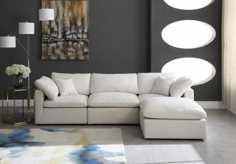 Sectionnel réversible rembourré en duvet modulaire standard en velours pelucheux confortable comme un nuage