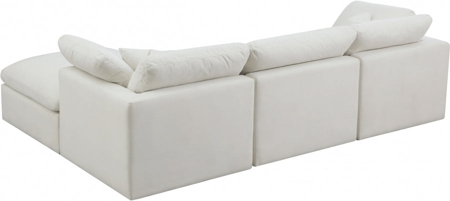 Sectionnel réversible rembourré en duvet modulaire standard en velours pelucheux confortable comme un nuage