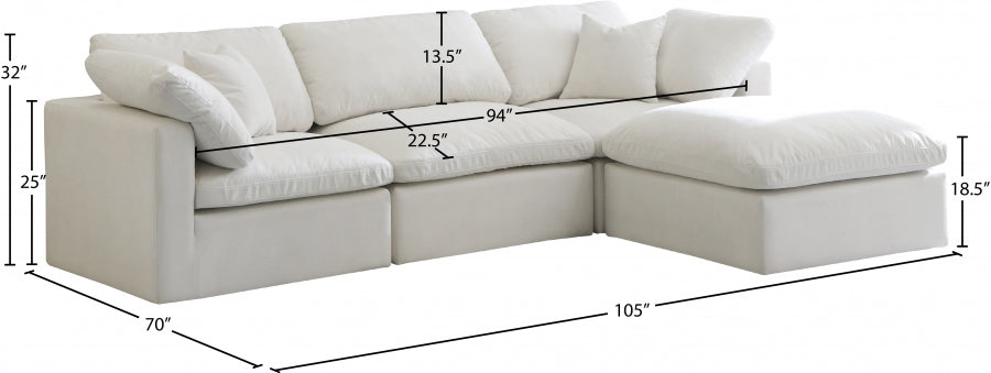 Sectionnel réversible rembourré en duvet modulaire standard en velours pelucheux confortable comme un nuage