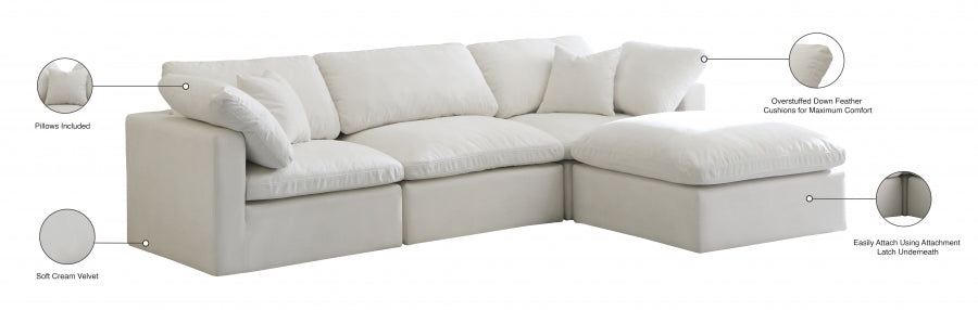 Sectionnel réversible rembourré en duvet modulaire standard en velours pelucheux confortable comme un nuage
