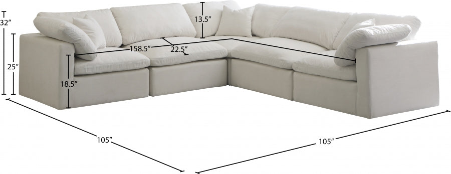 Plush Velvet Standard Modular Down Filled Cloud-Like Comfort Overstuffed Reversible Sectional