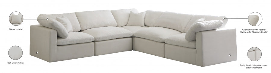 Plush Velvet Standard Modular Down Filled Cloud-Like Comfort Overstuffed Reversible Sectional