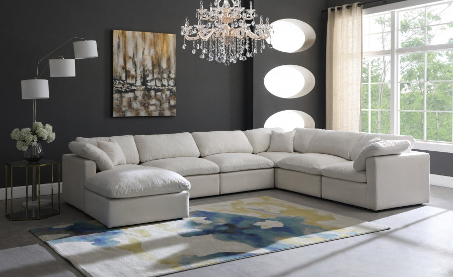 Sectionnel réversible rembourré en duvet modulaire standard en velours pelucheux confortable comme un nuage
