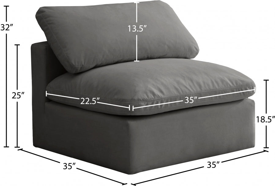 Chaise sans oreillers rembourrée en duvet modulaire standard en velours moelleux confortable comme un nuage