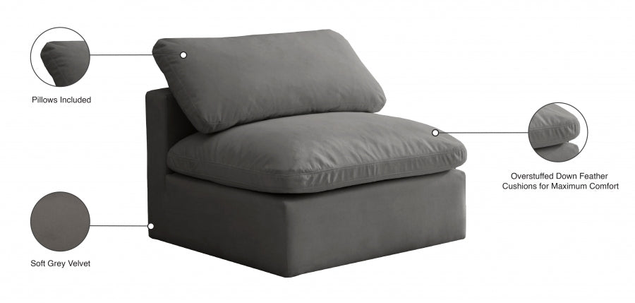 Chaise sans oreillers rembourrée en duvet modulaire standard en velours moelleux confortable comme un nuage