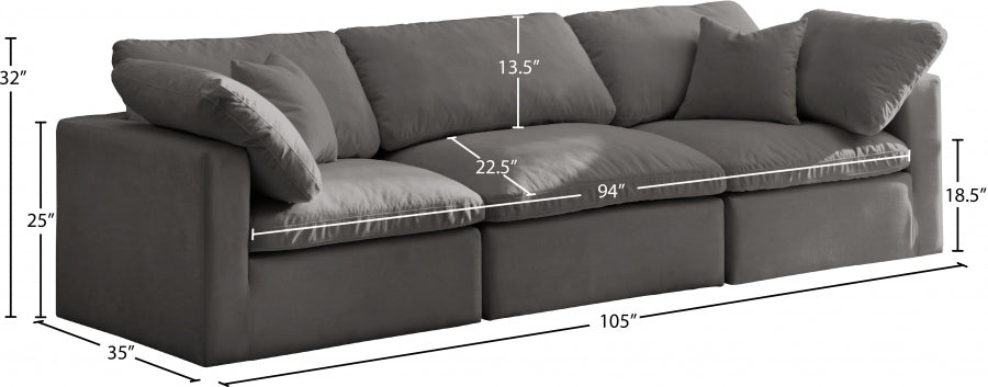 Canapé 105" rembourré en duvet modulaire standard en velours moelleux confortable comme un nuage