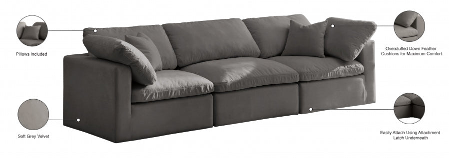 Canapé 105" rembourré en duvet modulaire standard en velours moelleux confortable comme un nuage