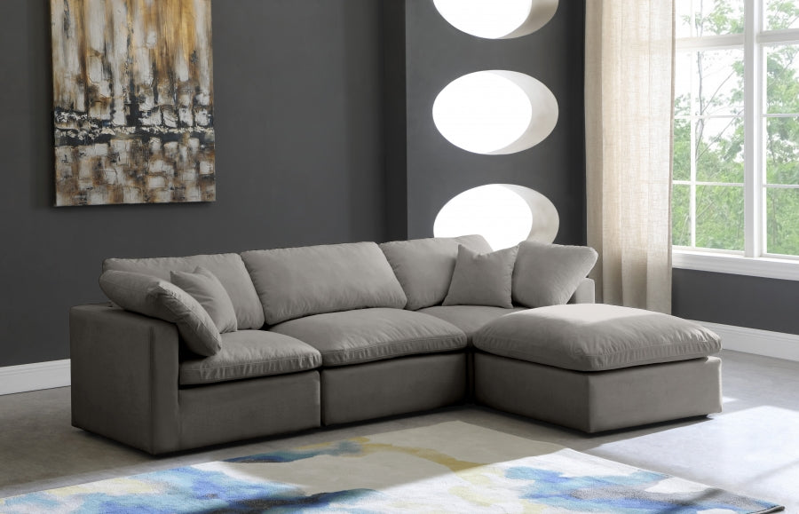 Sectionnel réversible rembourré en duvet modulaire standard en velours pelucheux confortable comme un nuage