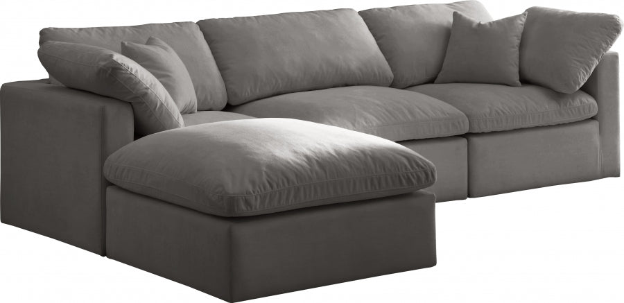 Sectionnel réversible rembourré en duvet modulaire standard en velours pelucheux confortable comme un nuage