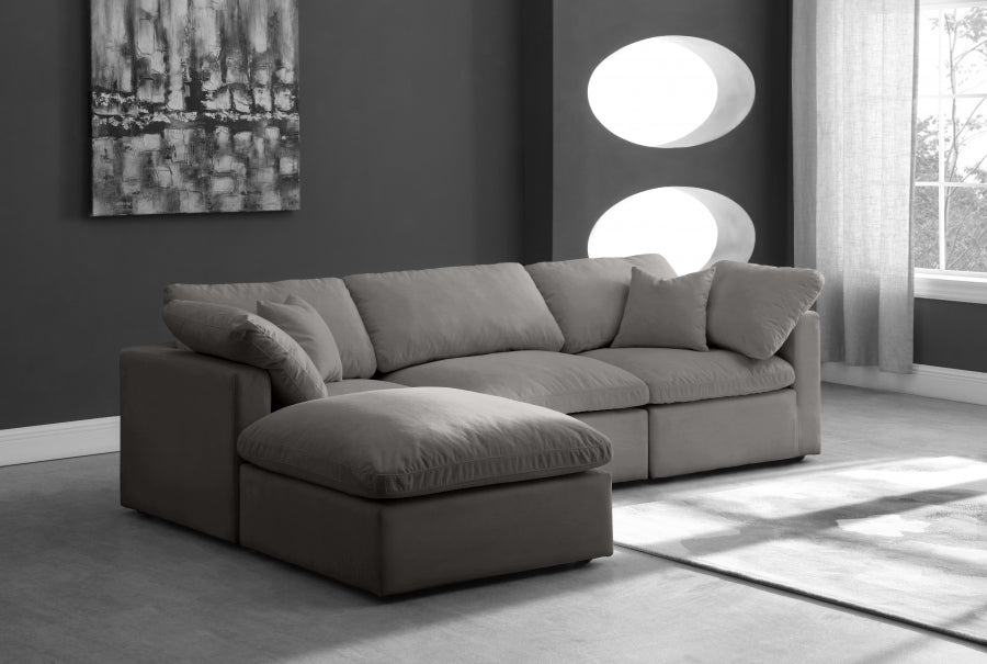 Sectionnel réversible rembourré en duvet modulaire standard en velours pelucheux confortable comme un nuage