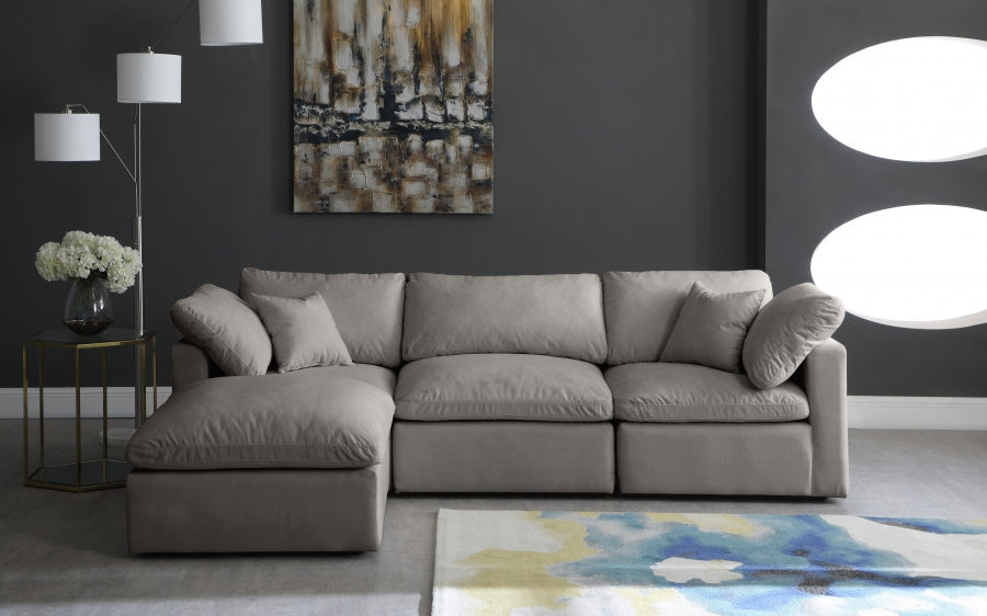 Sectionnel réversible rembourré en duvet modulaire standard en velours pelucheux confortable comme un nuage