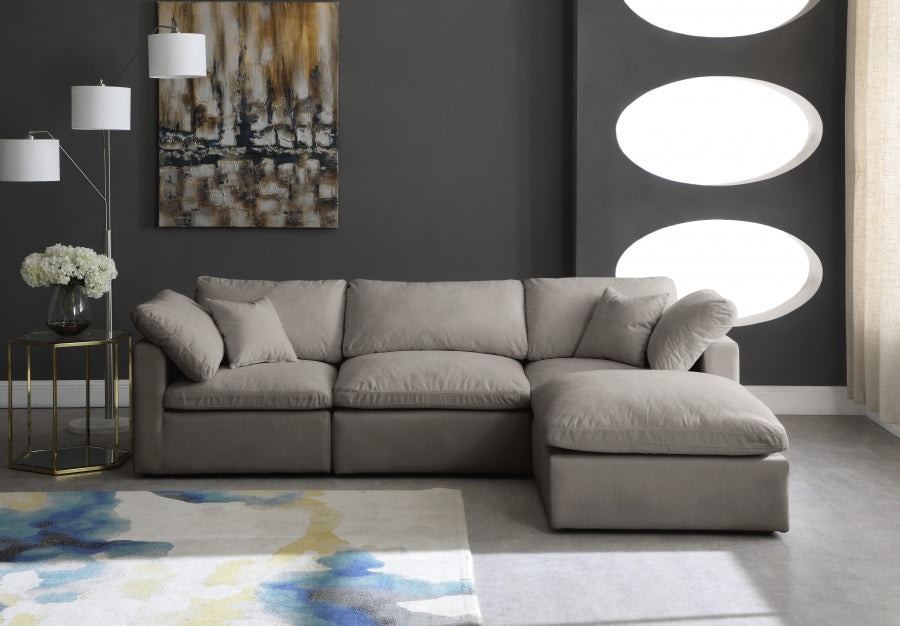 Sectionnel réversible rembourré en duvet modulaire standard en velours pelucheux confortable comme un nuage