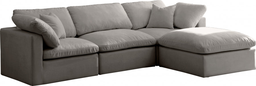 Sectionnel réversible rembourré en duvet modulaire standard en velours pelucheux confortable comme un nuage