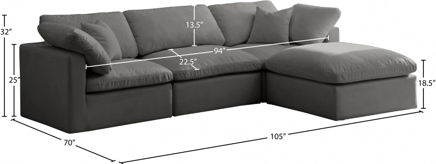 Sectionnel réversible rembourré en duvet modulaire standard en velours pelucheux confortable comme un nuage