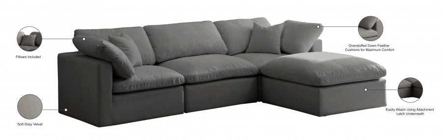Sectionnel réversible rembourré en duvet modulaire standard en velours pelucheux confortable comme un nuage