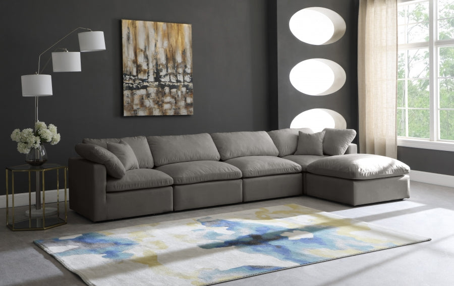 Sectionnel réversible rembourré en duvet modulaire standard en velours pelucheux confortable comme un nuage