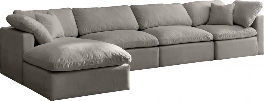 Sectionnel réversible rembourré en duvet modulaire standard en velours pelucheux confortable comme un nuage