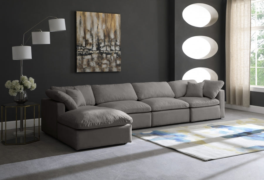 Sectionnel réversible rembourré en duvet modulaire standard en velours pelucheux confortable comme un nuage