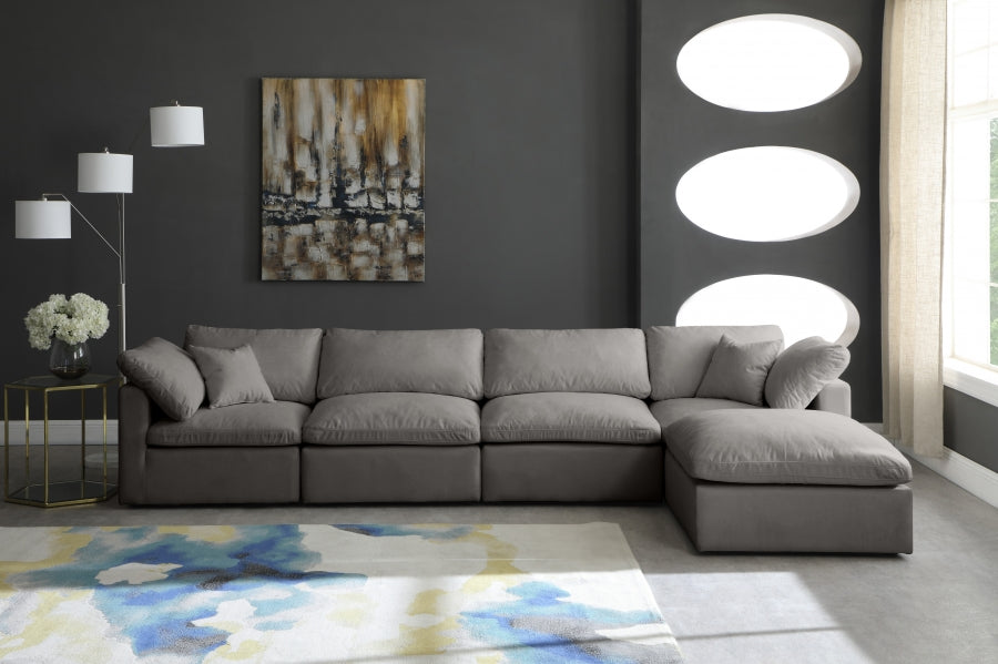 Sectionnel réversible rembourré en duvet modulaire standard en velours pelucheux confortable comme un nuage