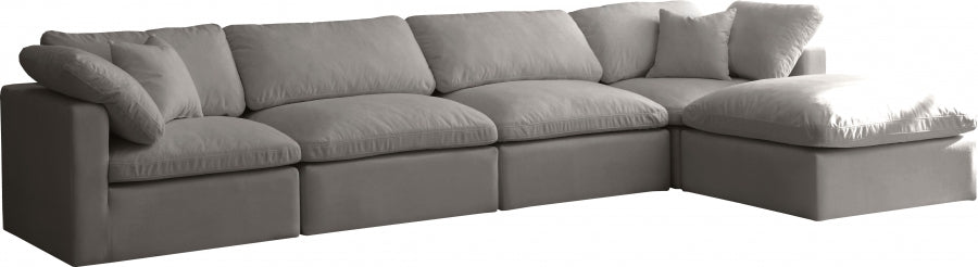 Sectionnel réversible rembourré en duvet modulaire standard en velours pelucheux confortable comme un nuage