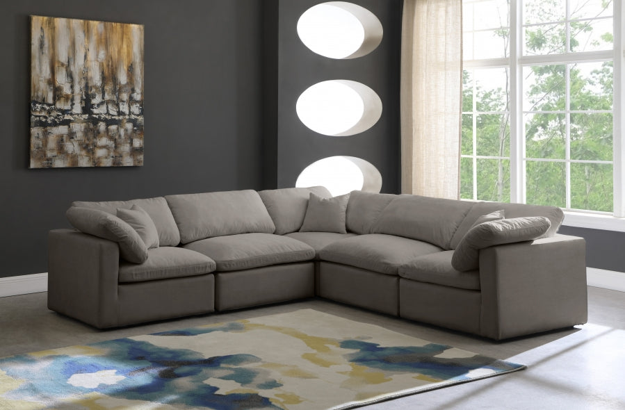 Plush Velvet Standard Modular Down Filled Cloud-Like Comfort Overstuffed Reversible Sectional