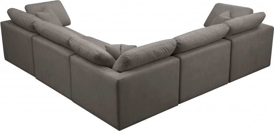 Plush Velvet Standard Modular Down Filled Cloud-Like Comfort Overstuffed Reversible Sectional