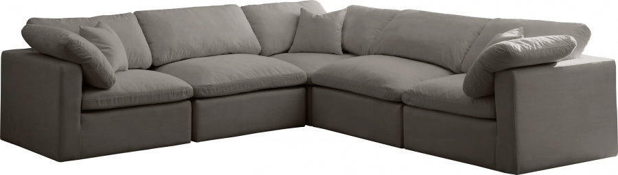Plush Velvet Standard Modular Down Filled Cloud-Like Comfort Overstuffed Reversible Sectional