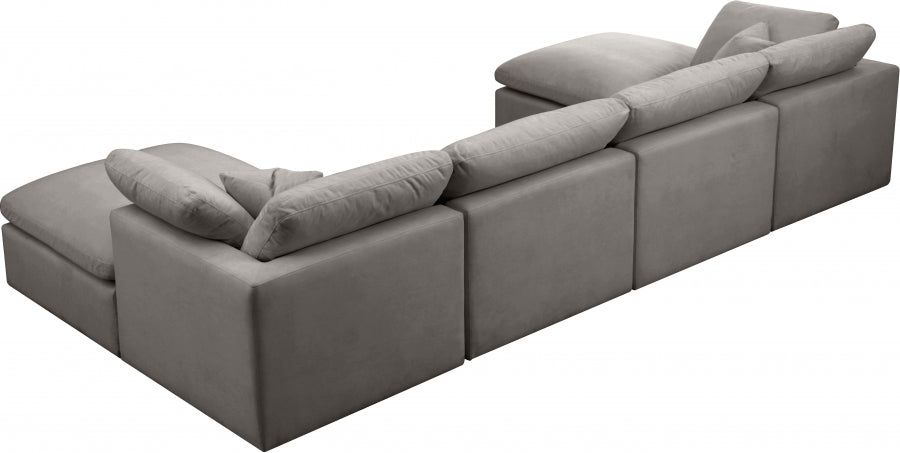 Sectionnel réversible rembourré en duvet modulaire standard en velours pelucheux confortable comme un nuage