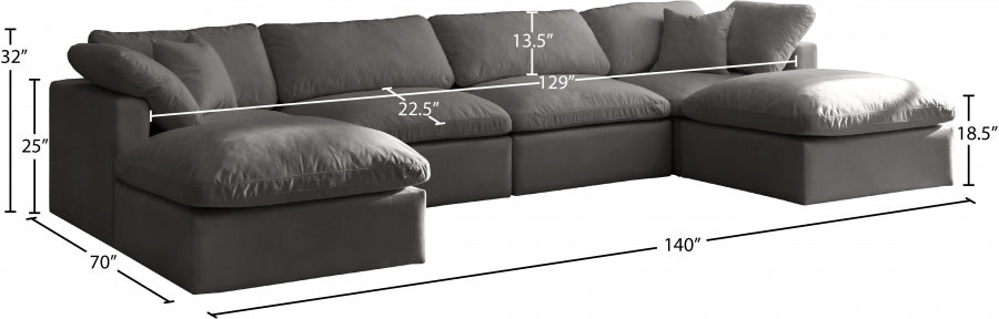 Sectionnel réversible rembourré en duvet modulaire standard en velours pelucheux confortable comme un nuage