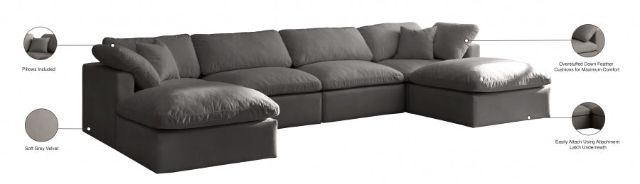 Sectionnel réversible rembourré en duvet modulaire standard en velours pelucheux confortable comme un nuage