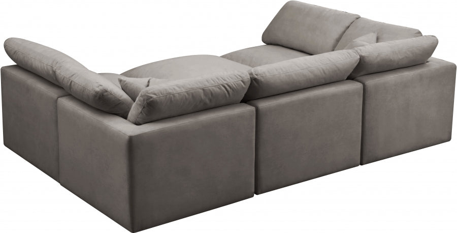 Sectionnel réversible rembourré en duvet modulaire standard en velours pelucheux confortable comme un nuage