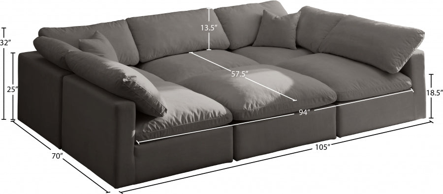 Sectionnel réversible rembourré en duvet modulaire standard en velours pelucheux confortable comme un nuage