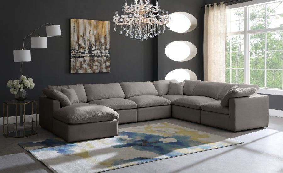 Sectionnel réversible rembourré en duvet modulaire standard en velours pelucheux confortable comme un nuage