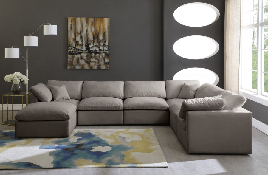 Sectionnel réversible rembourré en duvet modulaire standard en velours pelucheux confortable comme un nuage