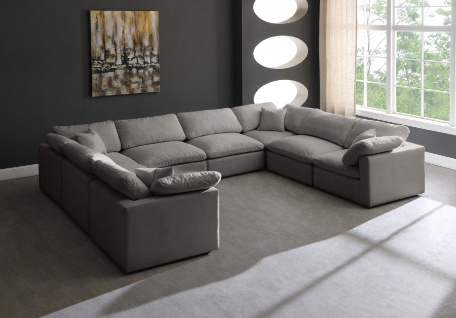 Sectionnel réversible rembourré en duvet modulaire standard en velours pelucheux confortable comme un nuage