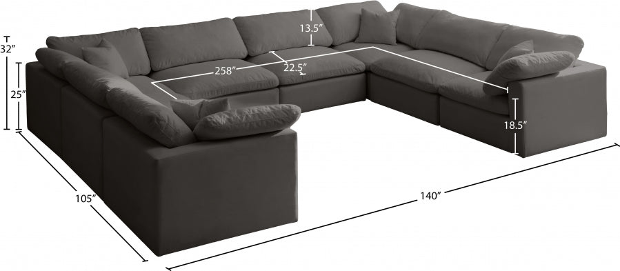 Sectionnel réversible rembourré en duvet modulaire standard en velours pelucheux confortable comme un nuage