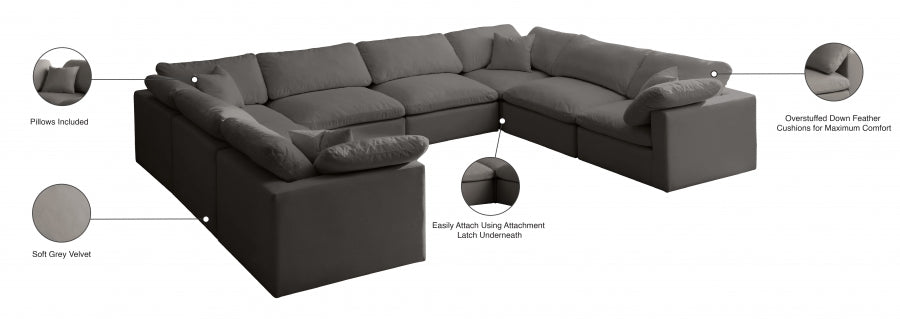 Sectionnel réversible rembourré en duvet modulaire standard en velours pelucheux confortable comme un nuage