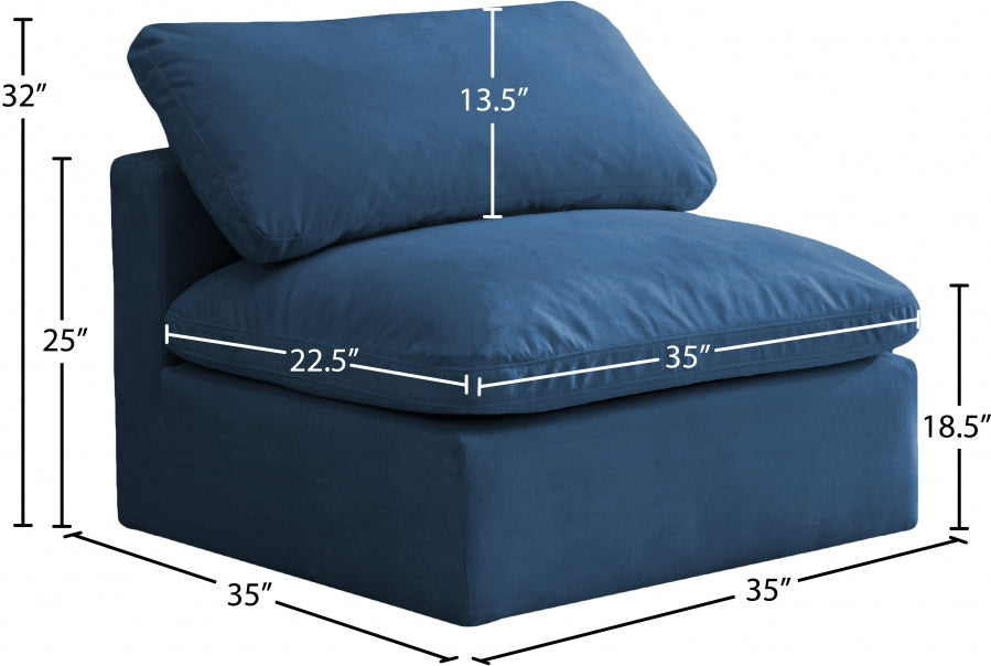 Chaise sans oreillers rembourrée en duvet modulaire standard en velours moelleux confortable comme un nuage