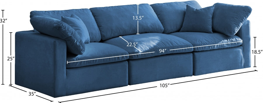 Canapé 105" rembourré en duvet modulaire standard en velours moelleux confortable comme un nuage