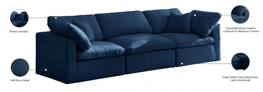 Canapé 105" rembourré en duvet modulaire standard en velours moelleux confortable comme un nuage