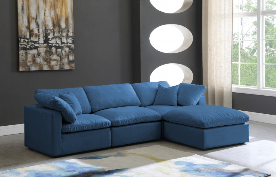 Sectionnel réversible rembourré en duvet modulaire standard en velours pelucheux confortable comme un nuage