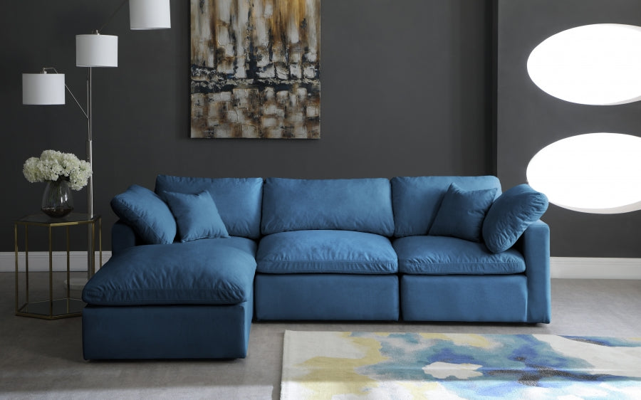 Sectionnel réversible rembourré en duvet modulaire standard en velours pelucheux confortable comme un nuage