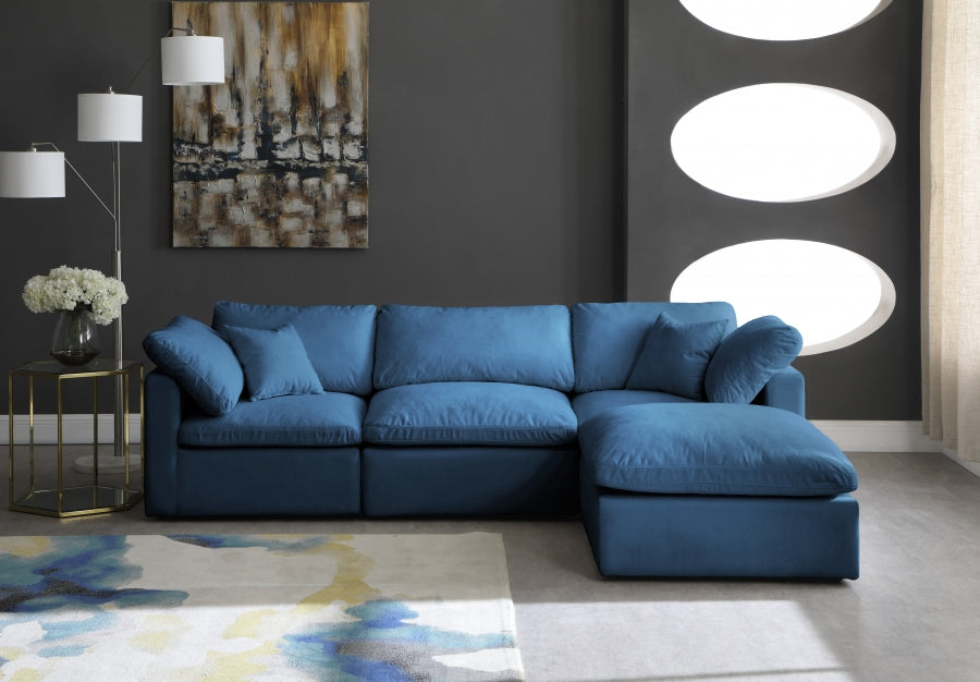 Sectionnel réversible rembourré en duvet modulaire standard en velours pelucheux confortable comme un nuage
