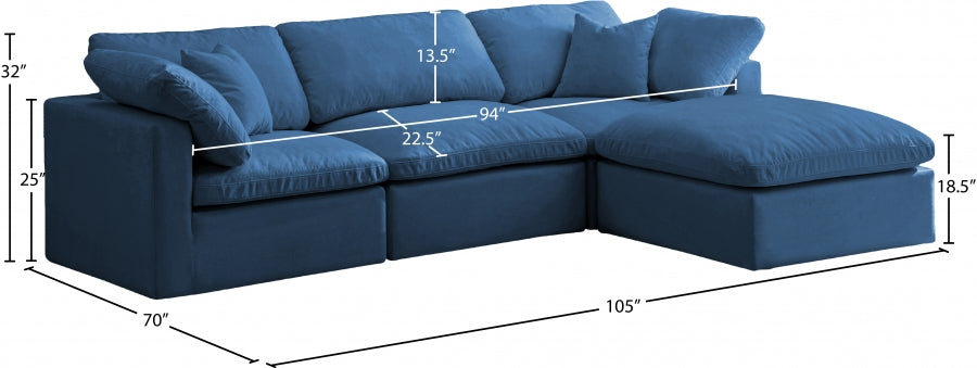 Sectionnel réversible rembourré en duvet modulaire standard en velours pelucheux confortable comme un nuage