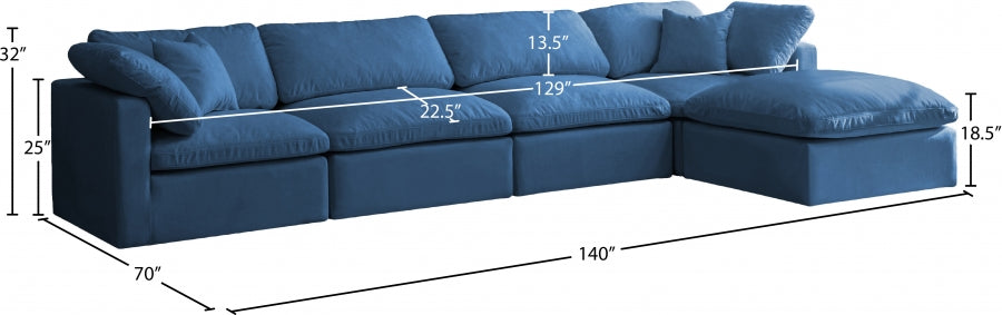 Sectionnel réversible rembourré en duvet modulaire standard en velours pelucheux confortable comme un nuage