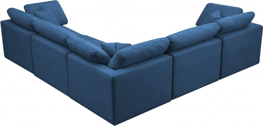 Plush Velvet Standard Modular Down Filled Cloud-Like Comfort Overstuffed Reversible Sectional