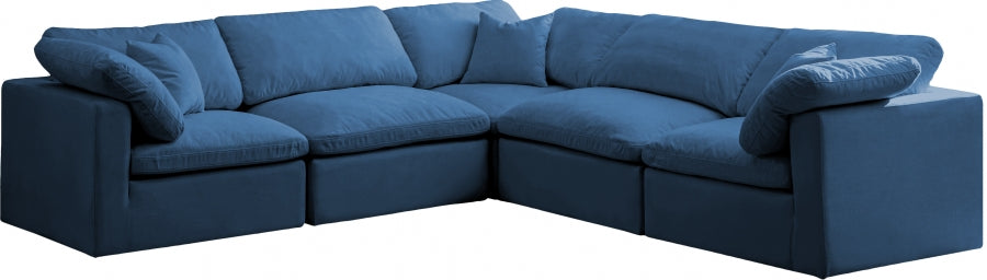 Plush Velvet Standard Modular Down Filled Cloud-Like Comfort Overstuffed Reversible Sectional