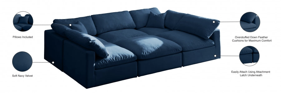 Sectionnel réversible rembourré en duvet modulaire standard en velours pelucheux confortable comme un nuage