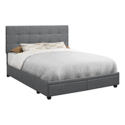 LIT - QUEEN SIZE / LIN GRIS AVEC 2 TIROIRS DE RANGEMENT 